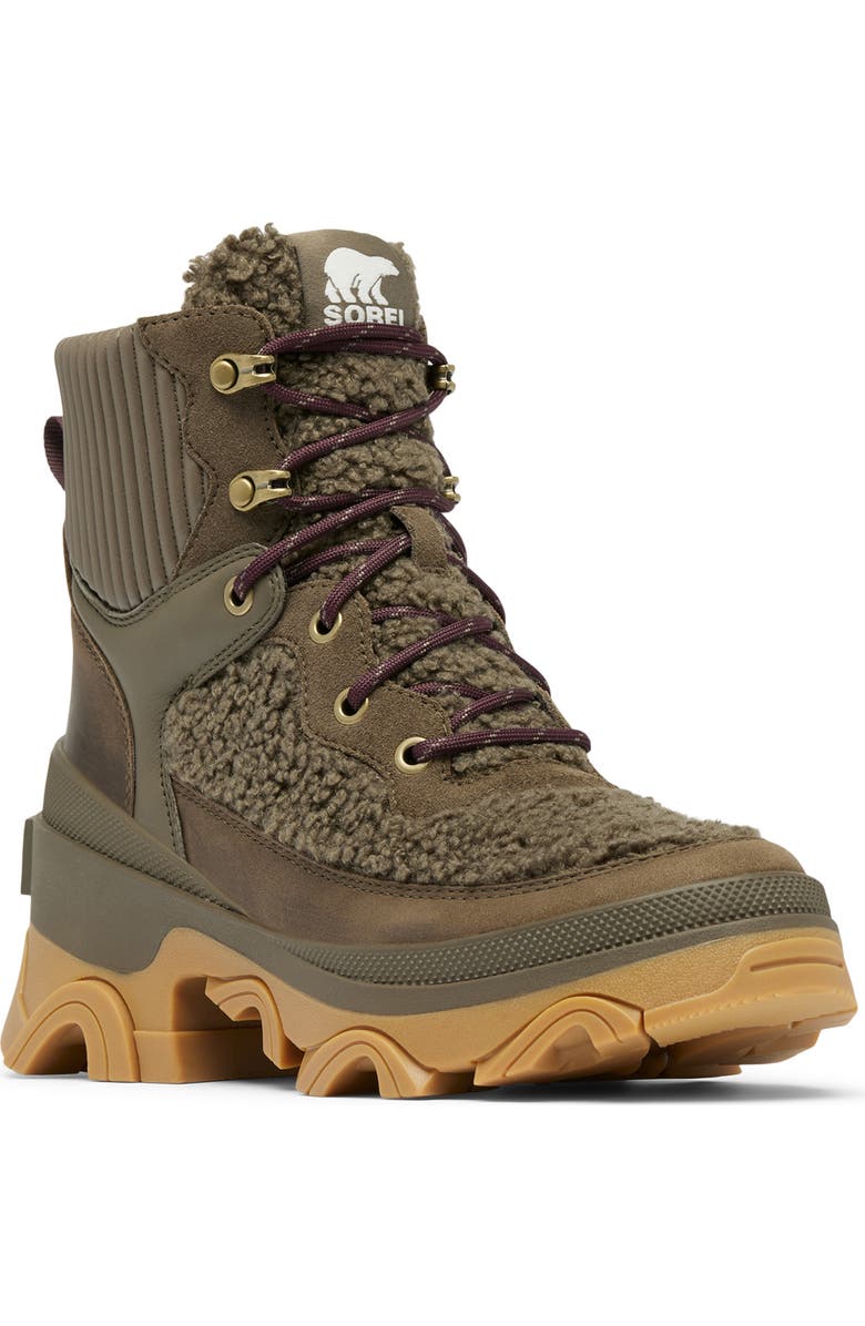SOREL Brex<sup>™</sup> Faux Shearling Lace-Up Boot, Main, color, Major/ Omega Taupe