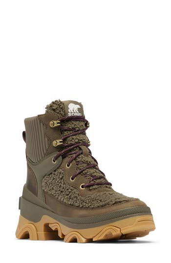 Sorel Brex™ Faux Shearling Lace-up Boot In Green
