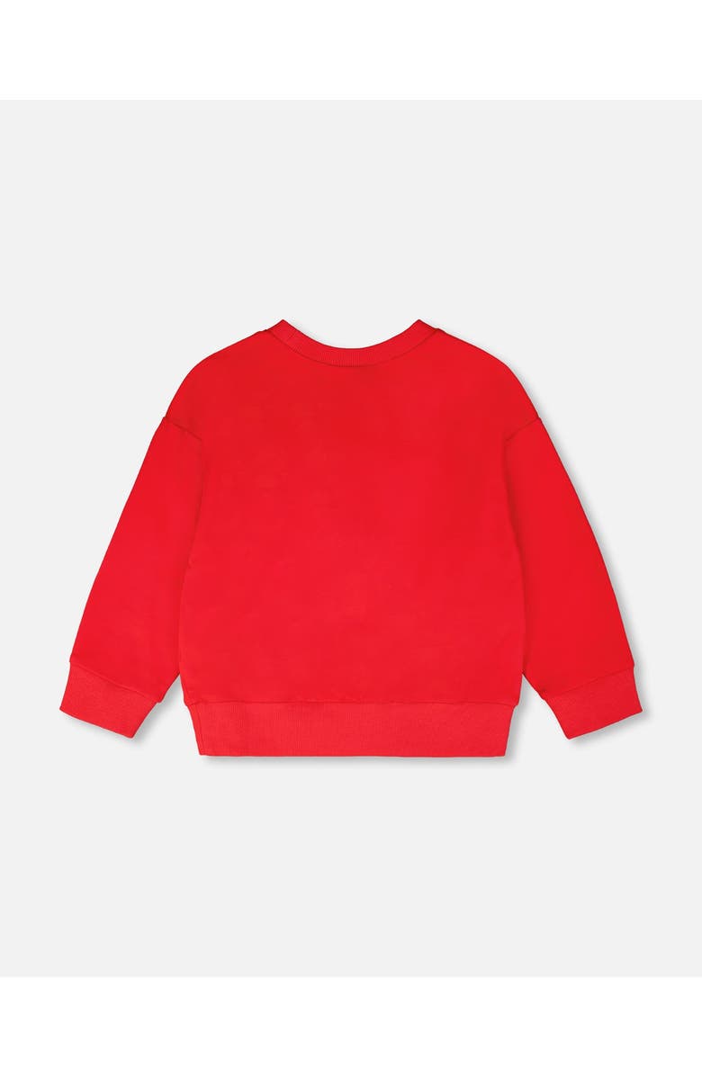 Deux par Deux French Terry Heart and Flower Embroidery Sweatshirt, Alternate, color, Red