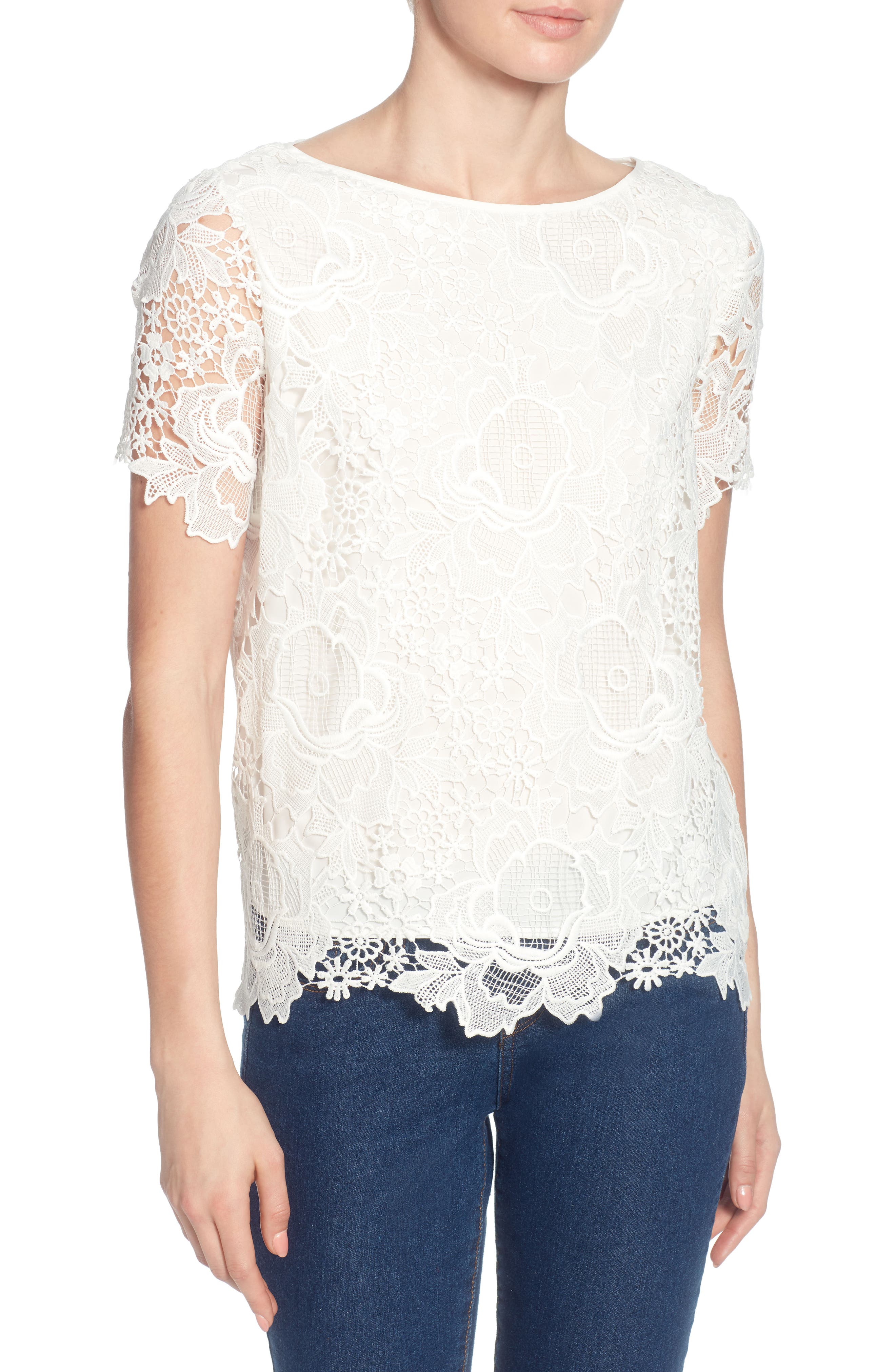 Catherine Catherine Malandrino Cassie Lace Top in Bright White 