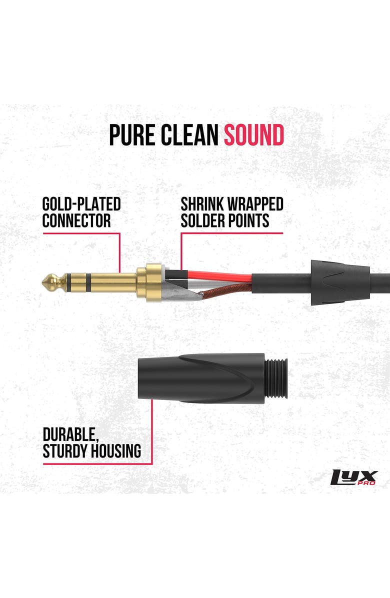 Lyxpro Balanced Audio 1/4 TRS Cable, Male to Male, Durable & Flexible 1/4 to 1/4 Audio Cable, 75 ft, Alternate, color,