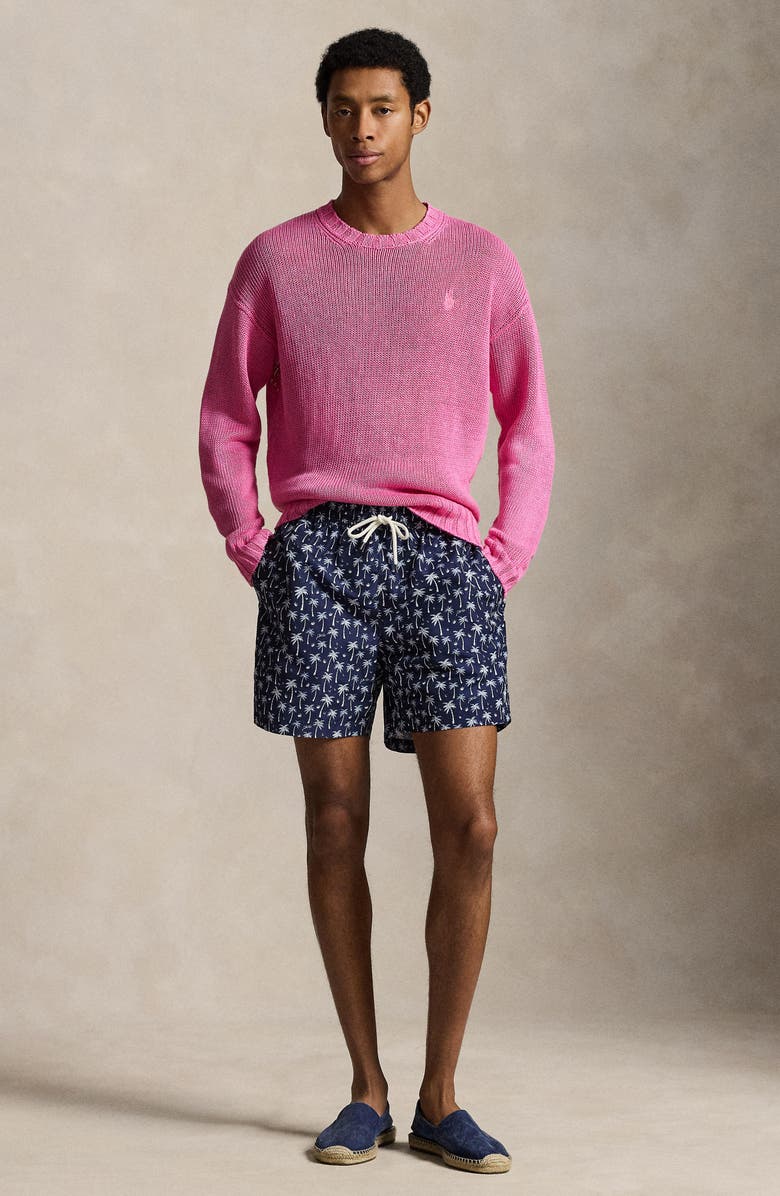 Polo Ralph Lauren Traveler Classic Print Swim Trunks, Alternate, color, Blue Polo Palms