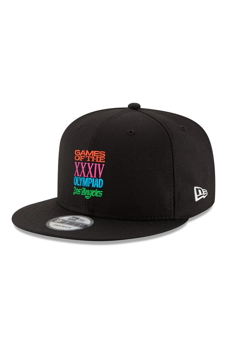 Men's New Era Black LA28 Superbloom Collection 9FIFTY Snapback Hat, Main, color, Black