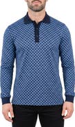 Maceoo Geometric Long Sleeved Cotton Polo