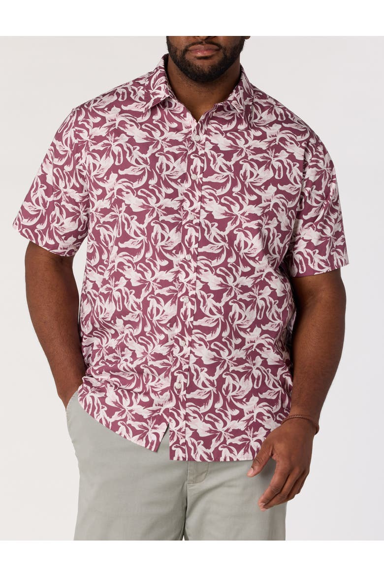 Big & Tall Floral Sport Shirt V3, Main, color, ROSE BROWN