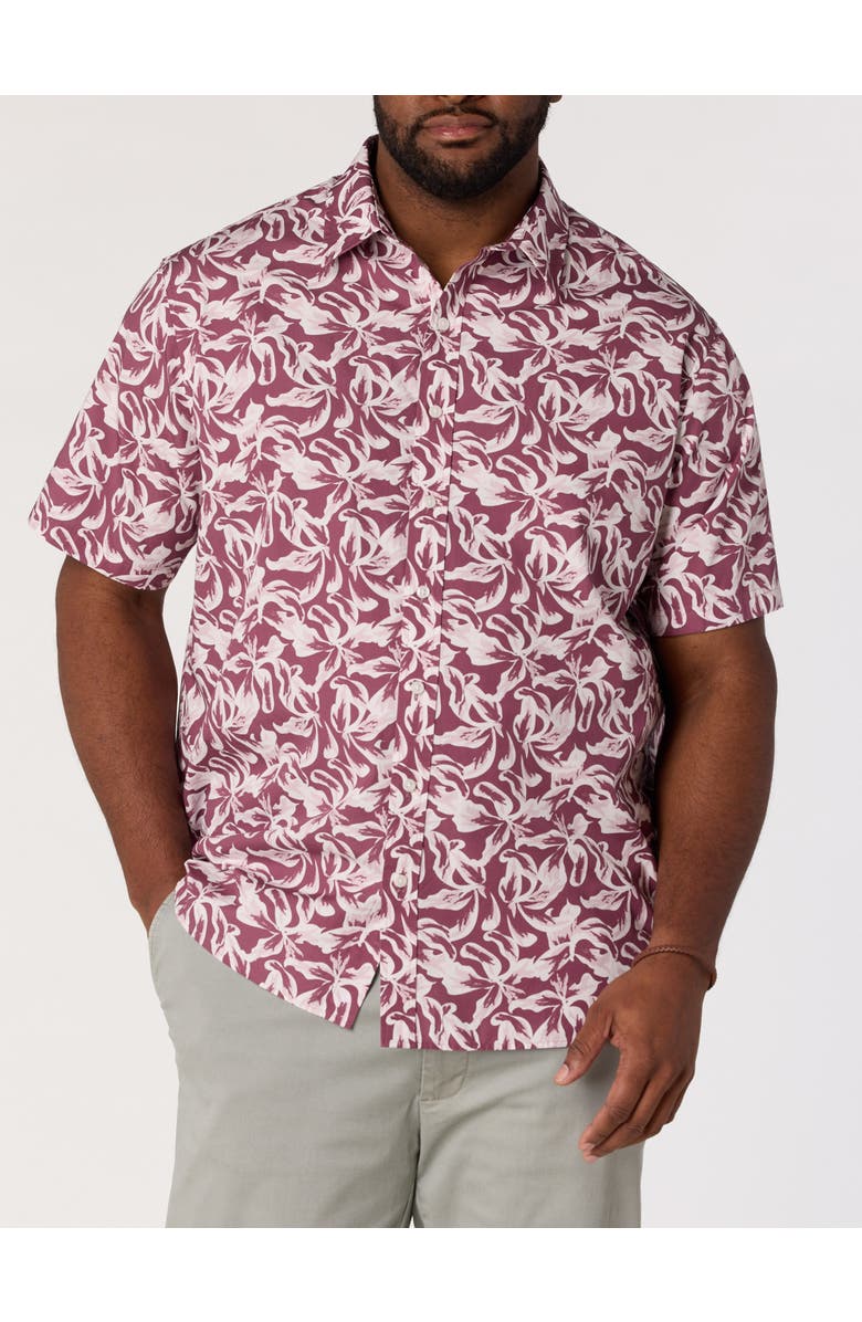 True Nation by DXL Big & Tall Floral Sport Shirt V3, Main, color, Rose Brown