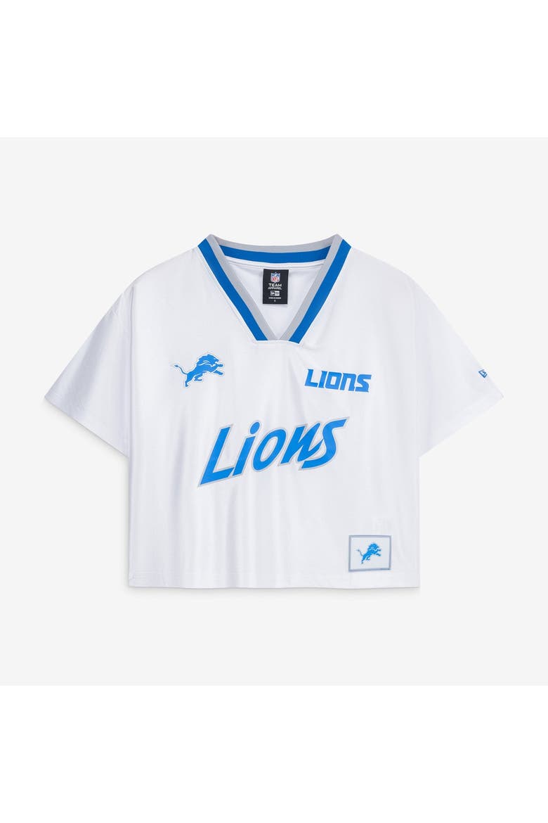 Women's New Era White Detroit Lions Sport Classics Boxy Cropped Fashion Jersey, Main, color, White