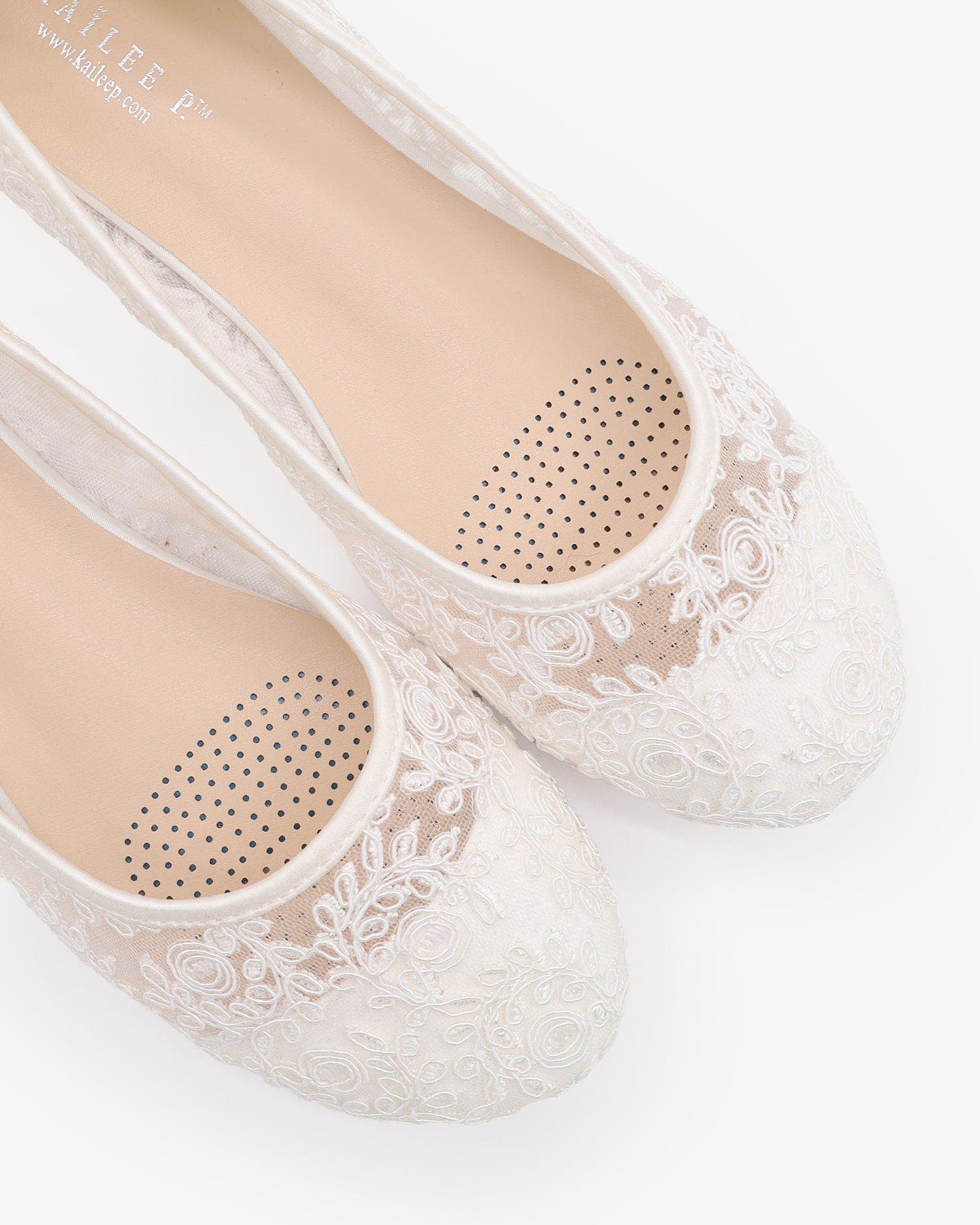 Kailee P Baba Crochet Lace Ballet Flats, Alternate, color, White