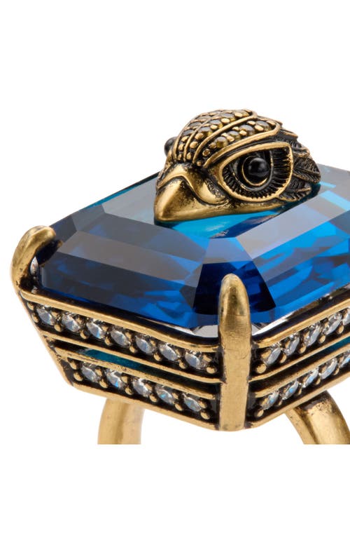 Kurt Geiger London Emerald Cut Crystal Cocktail Ring In Gold