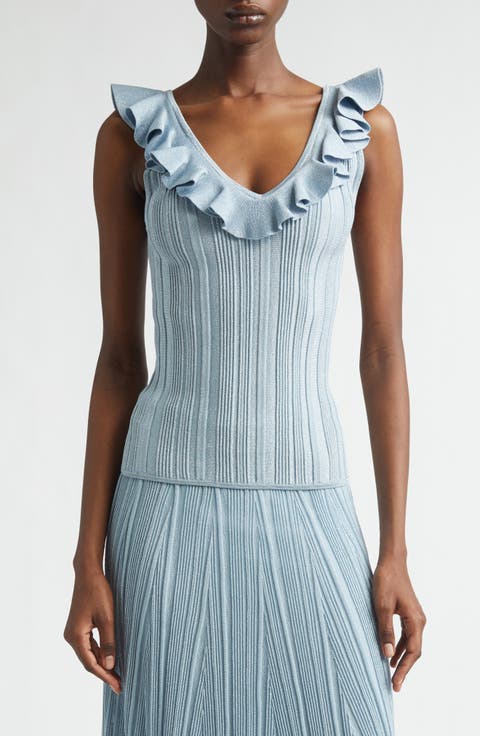 Aster Metallic Frill Sweater Tank (Regular & Petite)