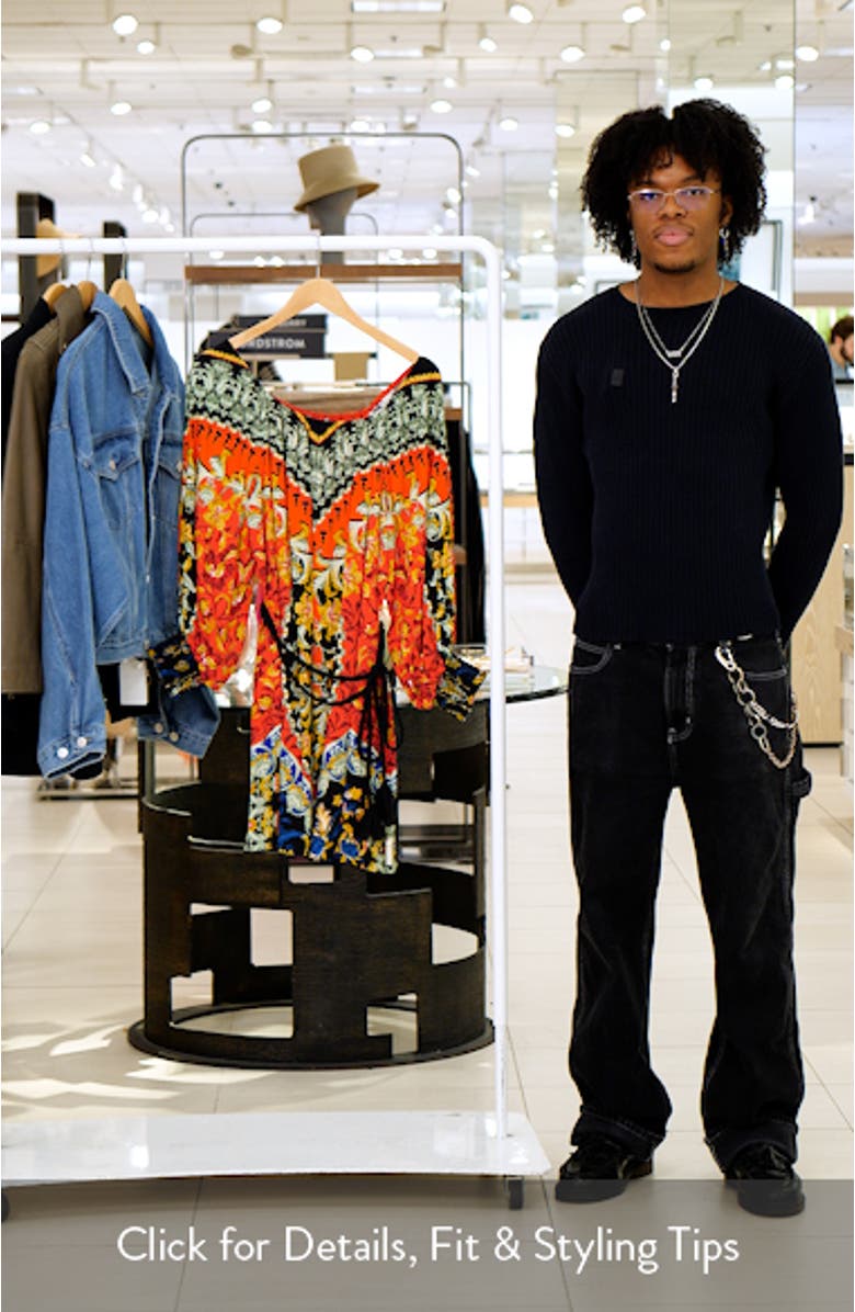 Artemis Print Off the Shoulder Long Sleeve Belted Minidress, sales video thumbnail