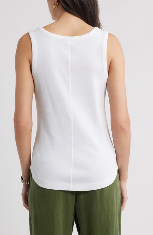 Caslonr Caslon(r) Henley Stretch Cotton Rib Tank In White