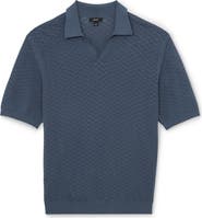 Reiss Sol Geo Open Stitch Knit Polo