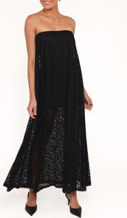 Petal & Pup Davina Lace Strapless Maxi Dress