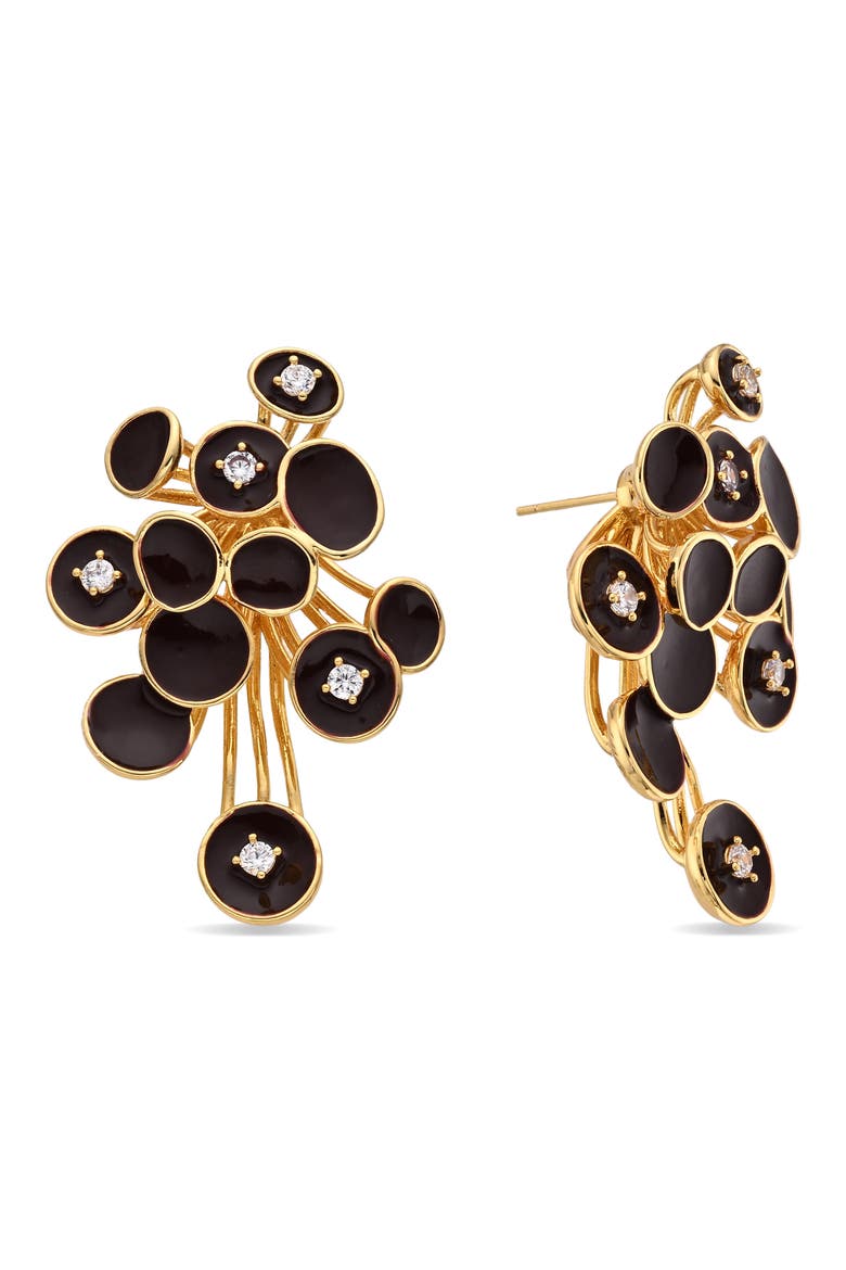 Amara Enamel & Cubic Zirconia Cluster Earrings, Main, color, GOLD