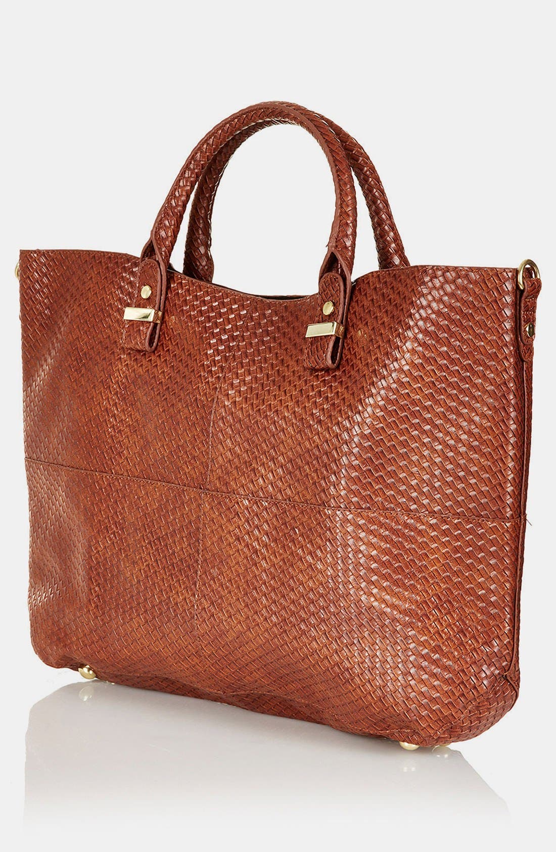 'Woven Lady' Faux Leather Tote, Extra Large, Alternate, color, TAN