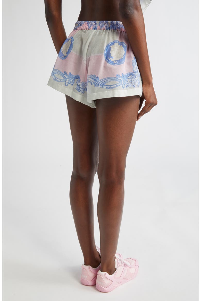 Medusa Cameo Print Cover-Up Shorts, Alternate, color, PASTEL PINK LIGHT GREY