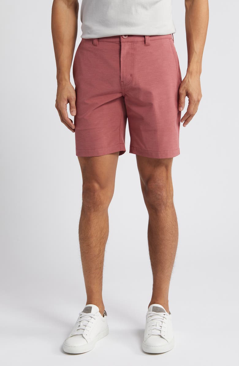 TravisMathew Open to Close Tech Chino Shorts, Main, color, Heather Roan Rouge
