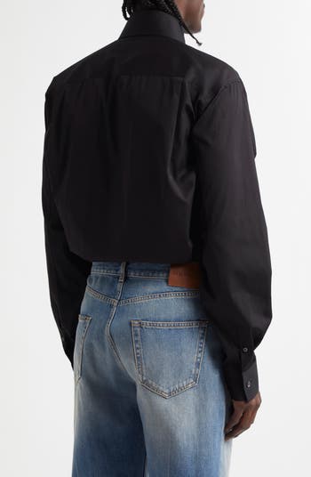 Embroidered Skull Button-Up Shirt