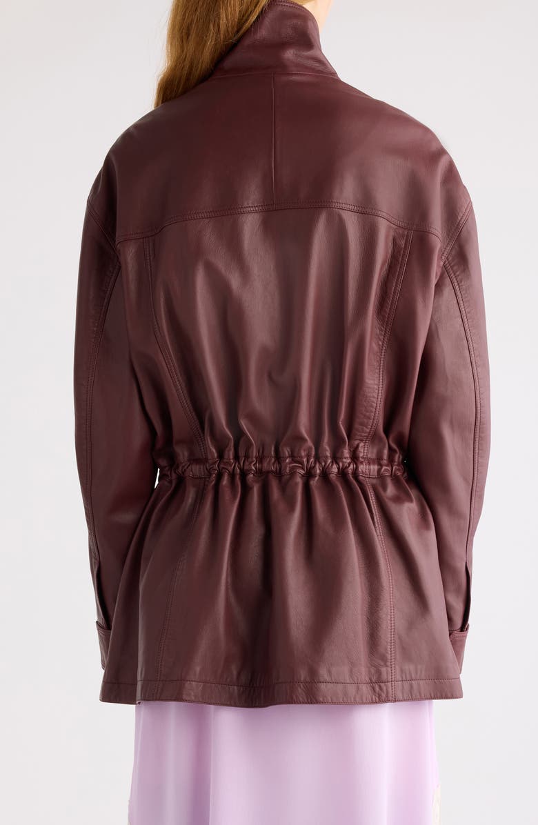 Chloé Classic Plongé Leather Parka, Alternate, color, Dusky Brown