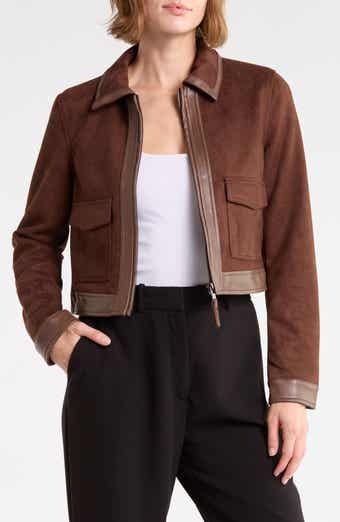 Faux Suede & Faux Leather Crop Jacket