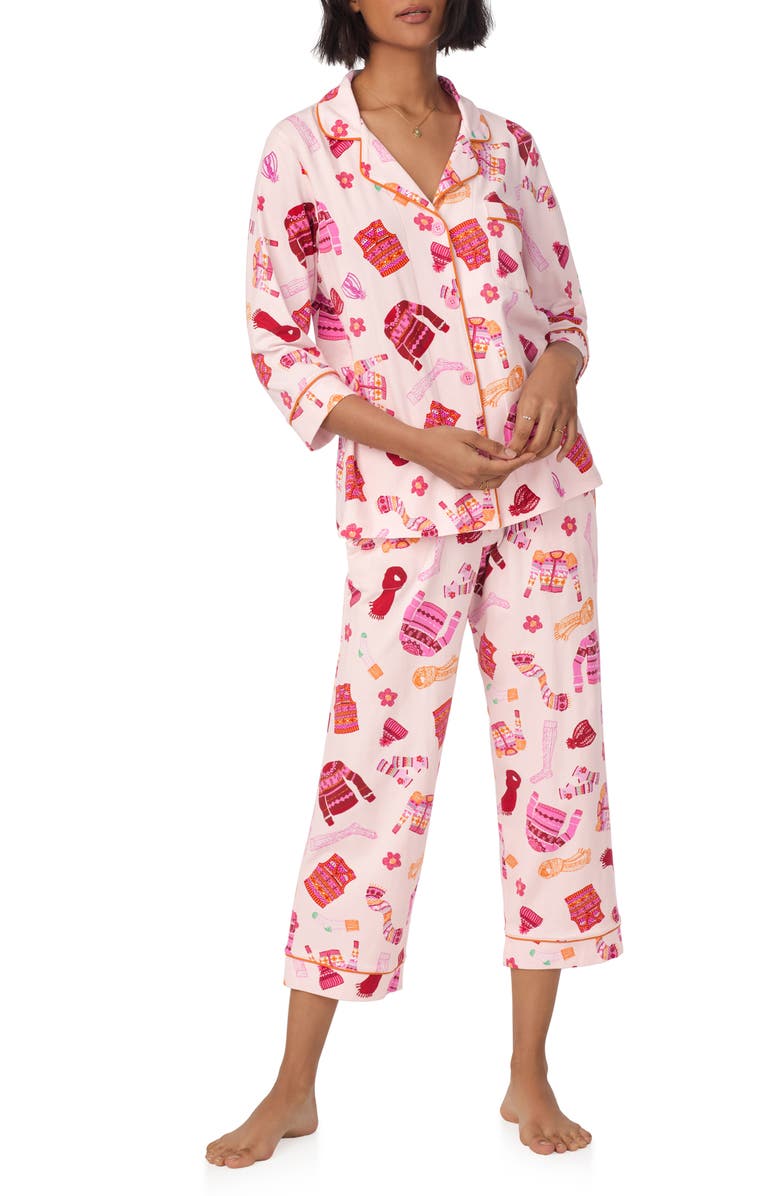 BedHead Pajamas Print Jersey Crop Pajamas, Main, color, 