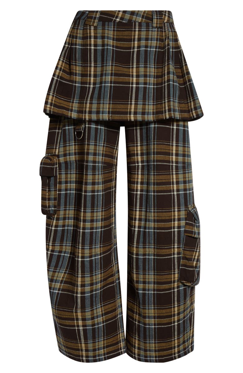Collina Strada Lawn Plaid Skirt Overlay Cargo Pants, Alternate, color, 