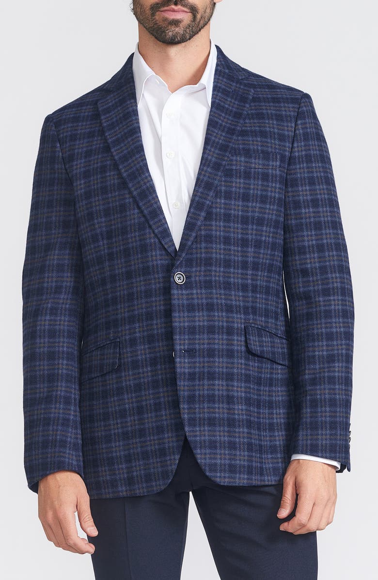 SAVILE ROW CO Plaid Sport Coat, Main, color, Navy