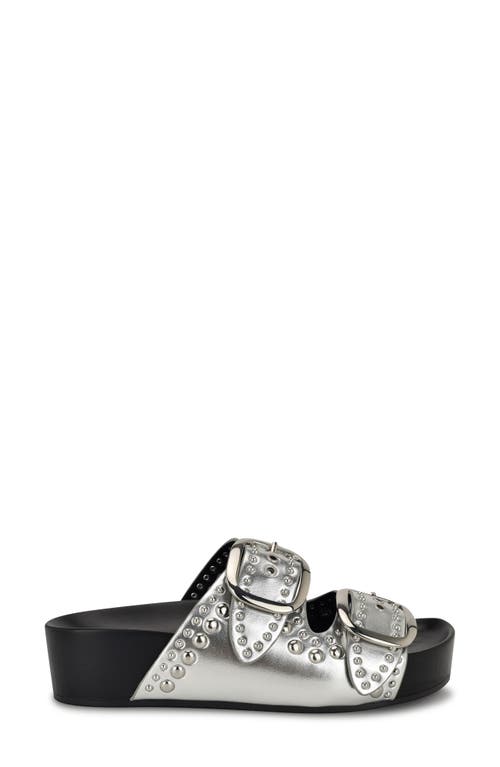 Nine West Flinne Studded Platform Sandal In Silver