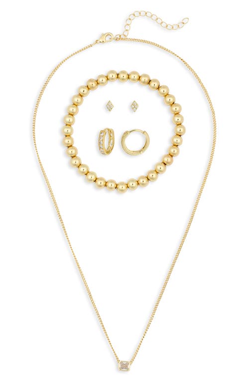 Leith Crystal Chain Necklace, Earrings & Bracelet Set In Gold