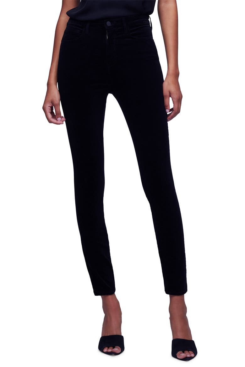 Monique Ultrahigh Waist Skinny Jeans, Main, color, NOIR