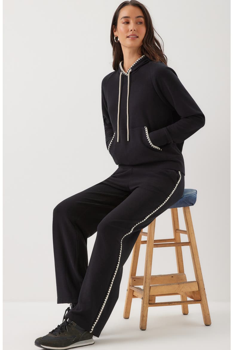 Edge Stitch Wide Leg Sweatpants, Alternate, color, BLACK