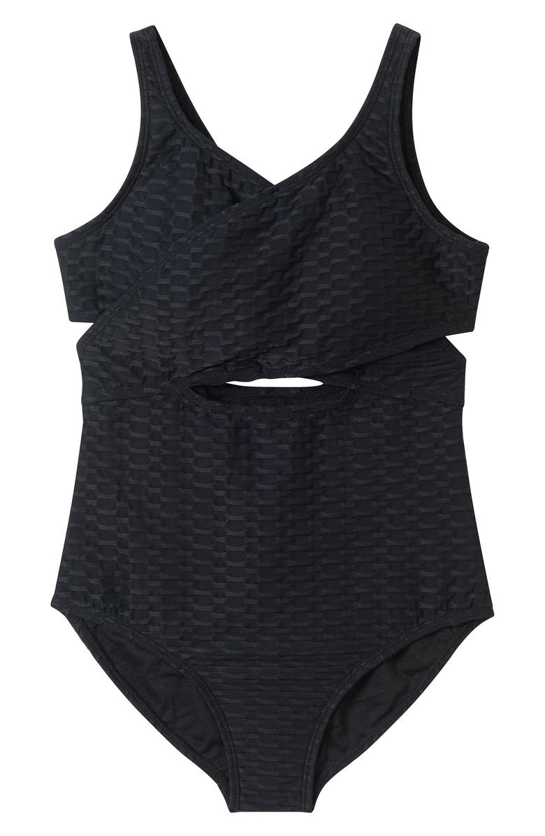 Andy & Evan Kids' Tropical Floral Textured One-Piece Swimsuit, Main, color,