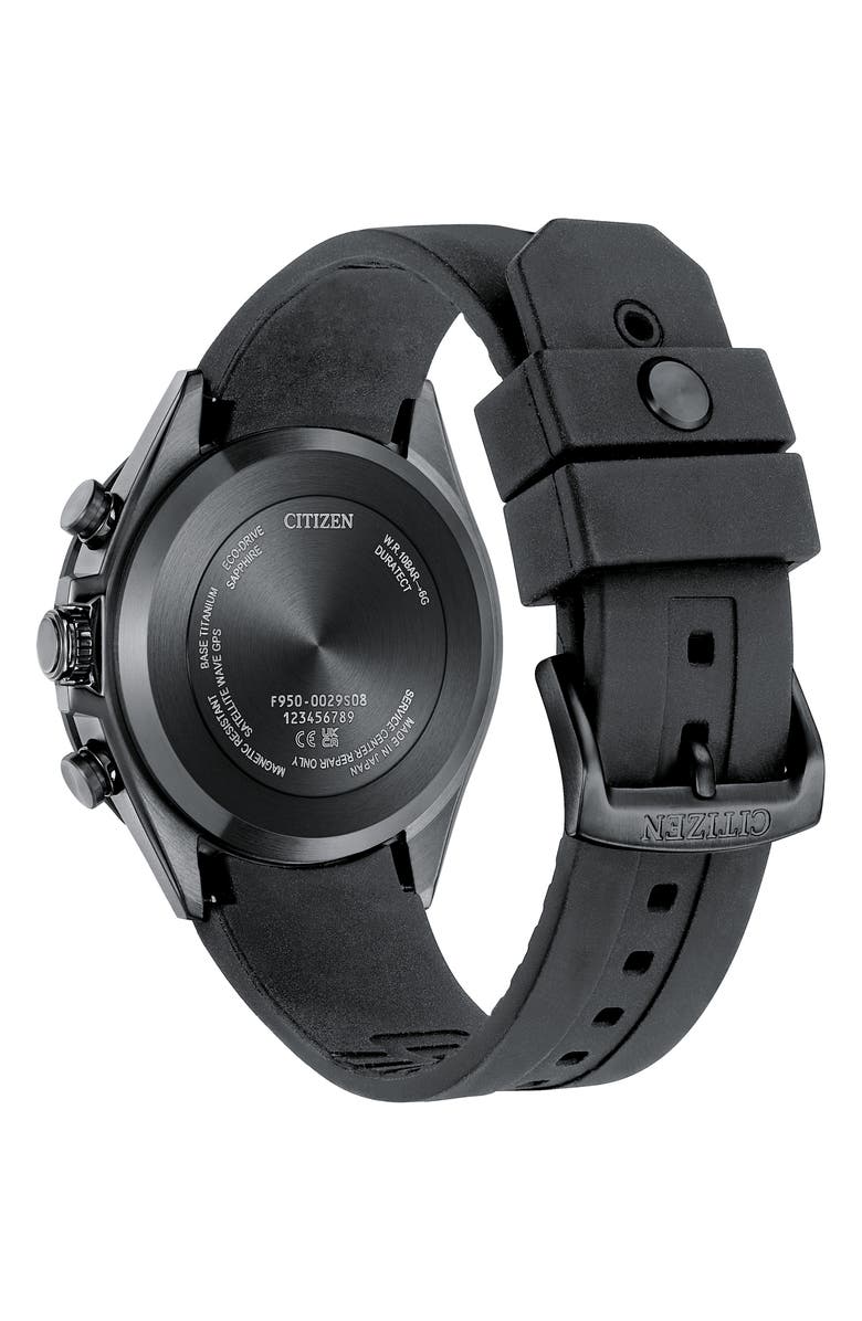 Citizen Attesa Satellite Wave GPS Eco-Drive Silicone Strap Watch, 44.5mm, Alternate, color, Black