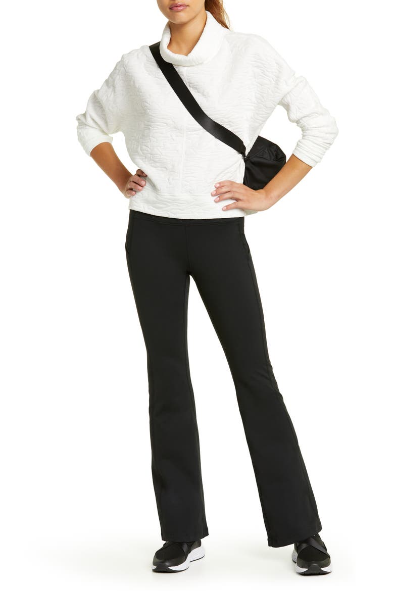 Live In High Waist Pocket Flare Pants, Alternate, color, BLACK