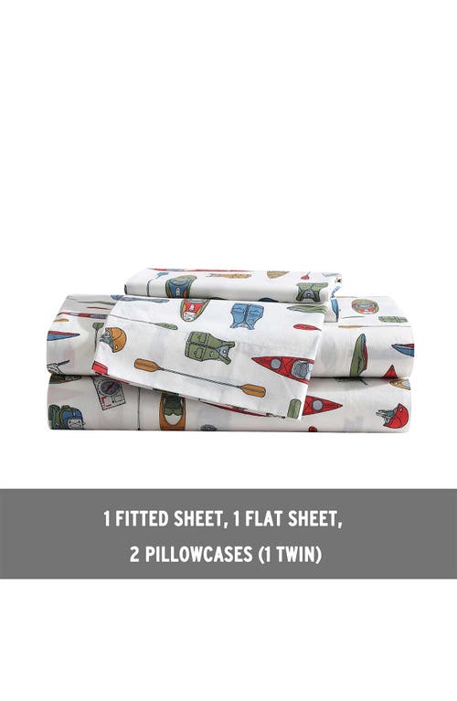 Eddie Bauer Kayak Adventure Twin Cotton Percale Sheet Set In Red