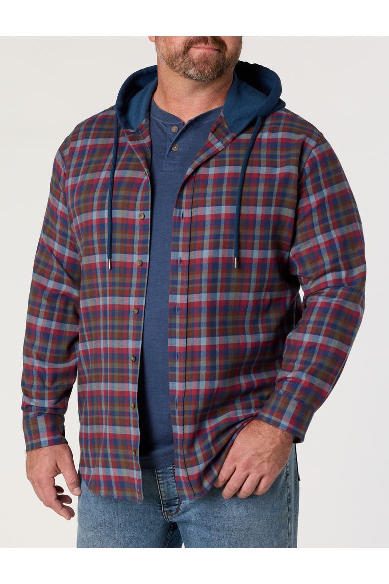 Big & Tall Hooded Flannel Shirt Jacket V2, Main, color, MULTI