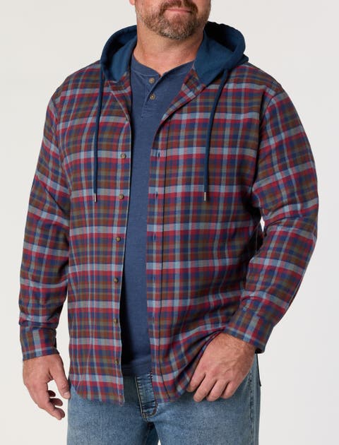 Big & Tall Hooded Flannel Shirt Jacket V2
