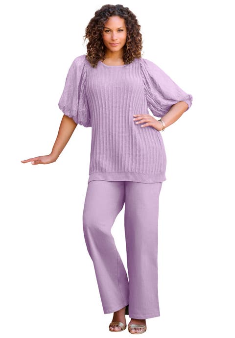 Lace Sleeve Sweater (Plus)