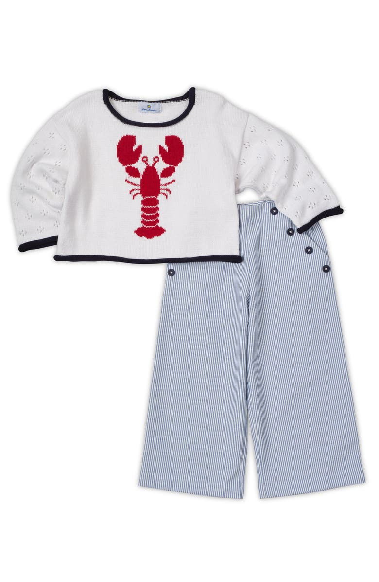 Florence Eiseman Sweater With Lobster, Alternate, color, White
