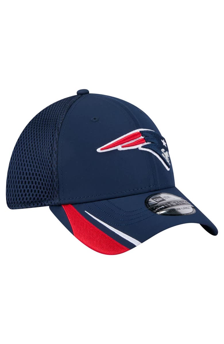 New Era Men's New Era Navy New England Patriots Game Day Linear 39THIRTY Flex Hat, Alternate, color,
