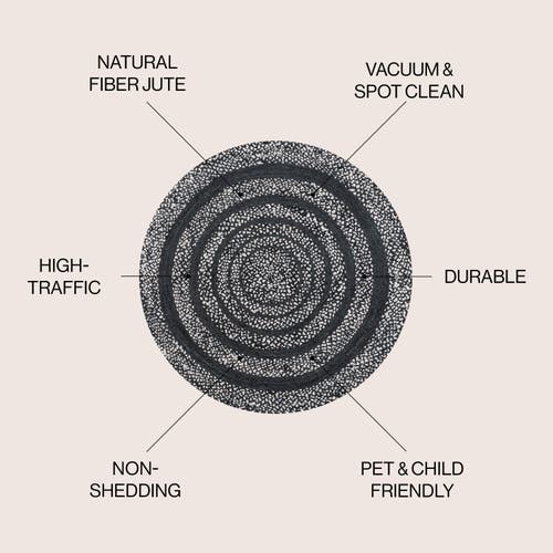 Jonathan Y Abyss Braided Bohemian Coastal Round Jute Round Area Rug In Black/white