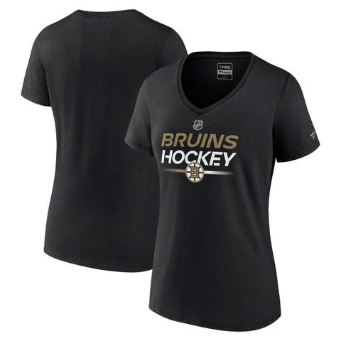 Women's Fanatics Branded  Black Boston Bruins Authentic Pro V-Neck T-Shirt