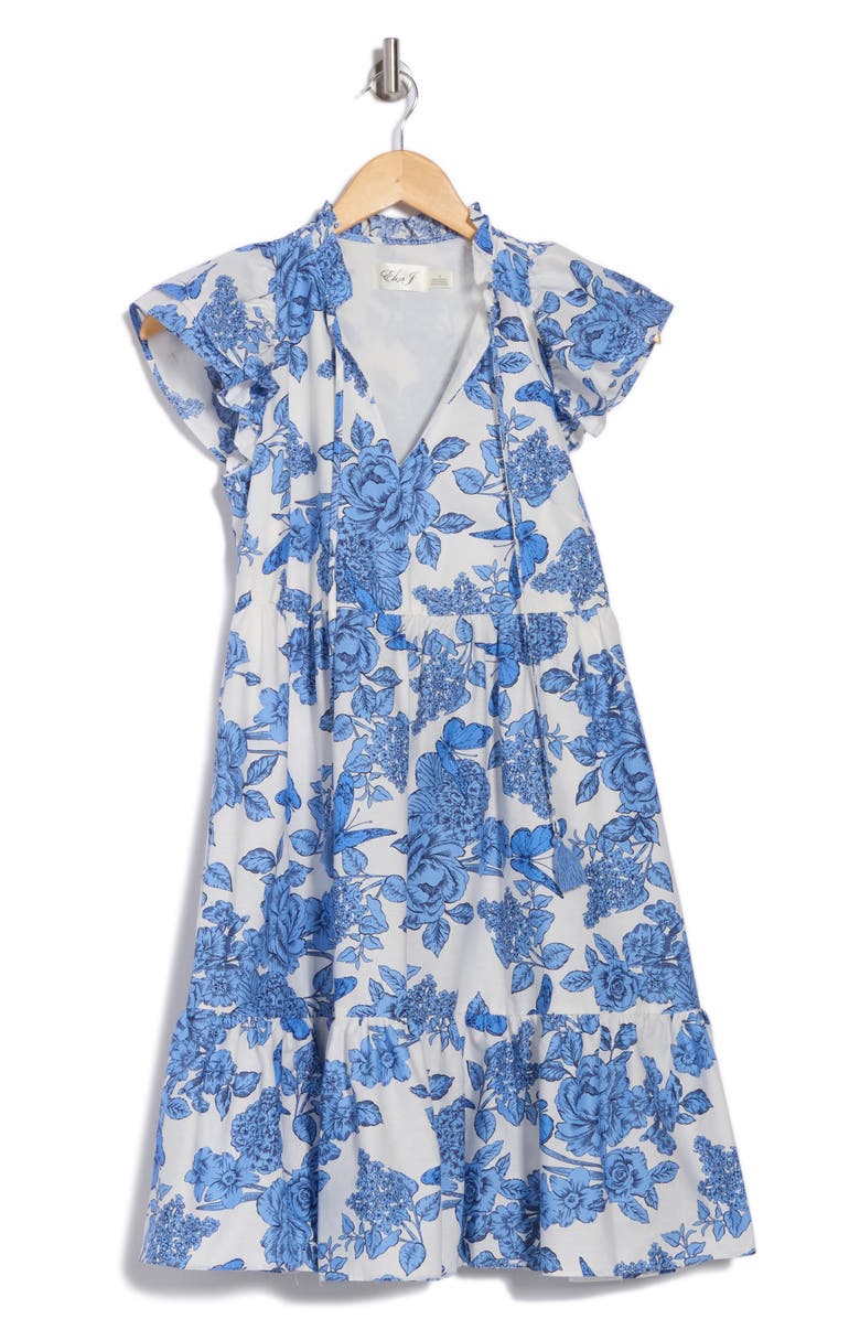 Eliza J Flutter Sleeve Tiered Dress, Alternate, color,