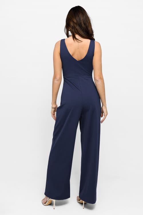 Popilush Shapewear Slimming Wide-leg Jumpsuit In Navy Blue