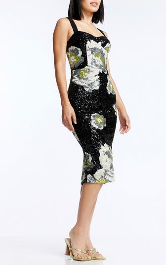 Nicole Sequin Floral Cocktail Sheath Dress