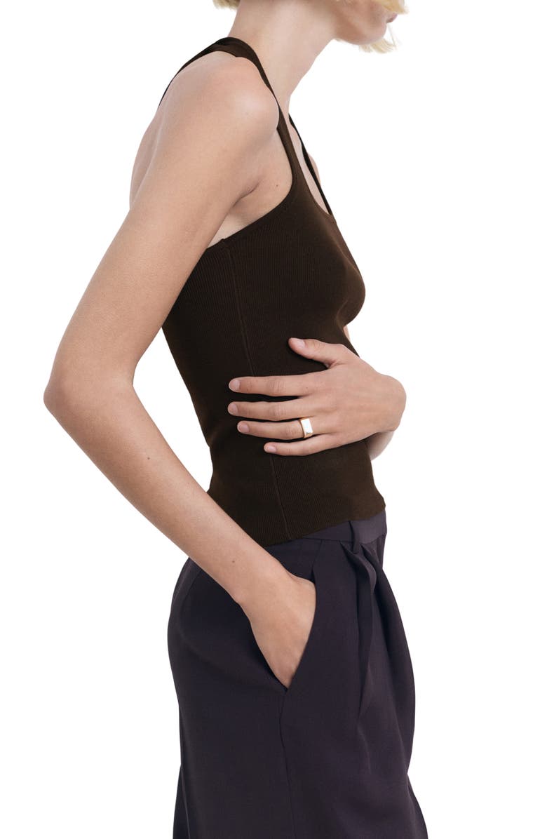 MANGO Knit Halter Tank, Alternate, color, Chocolate