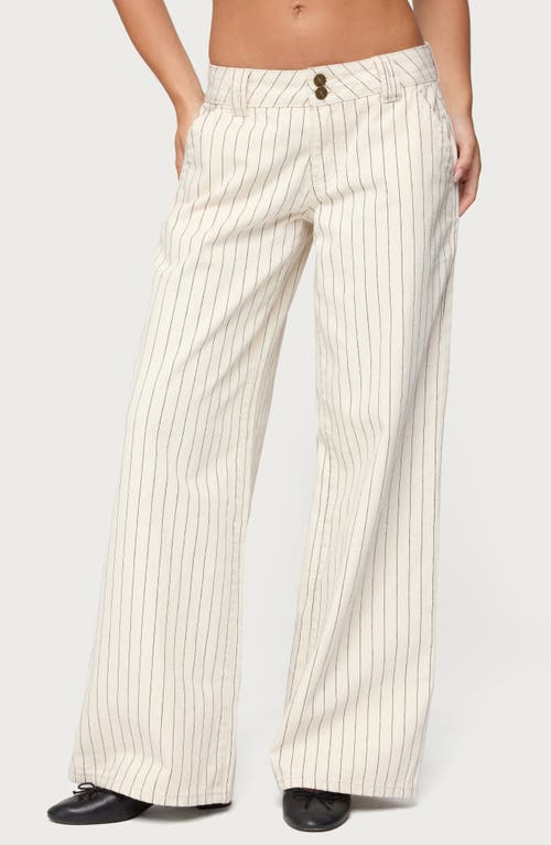 Edikted Cory Stripe Low Rise Wide Leg Jeans In White