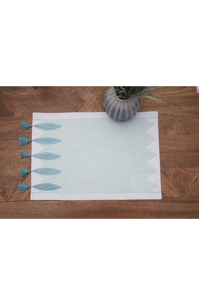 C&F Home Tassel and Stripes Fish Placemats Machine Washable Set of 6, Alternate, color, Blue