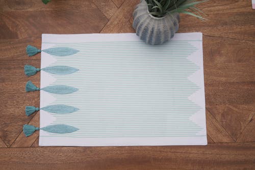 C & F Home C&f Home Tassel And Stripes Fish Placemats Machine Washable Set Of 6 In Blue
